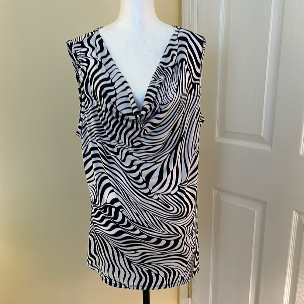 Sami & Jo Navy and White Asymmetrical Blouse